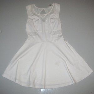 Sans Souci White Mini Dress Skater Skirt Mesh Cutouts Sleeveless Size Small NEW